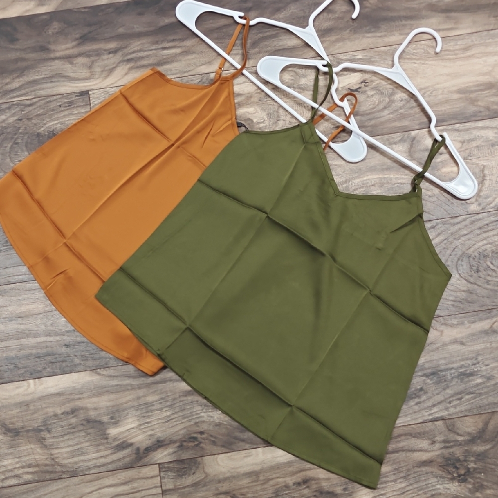 Zeagoo Olive Green and Rust Orange Women's Camisole Tops